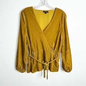 J. Crew Mustard Yellow Wrap Blouse